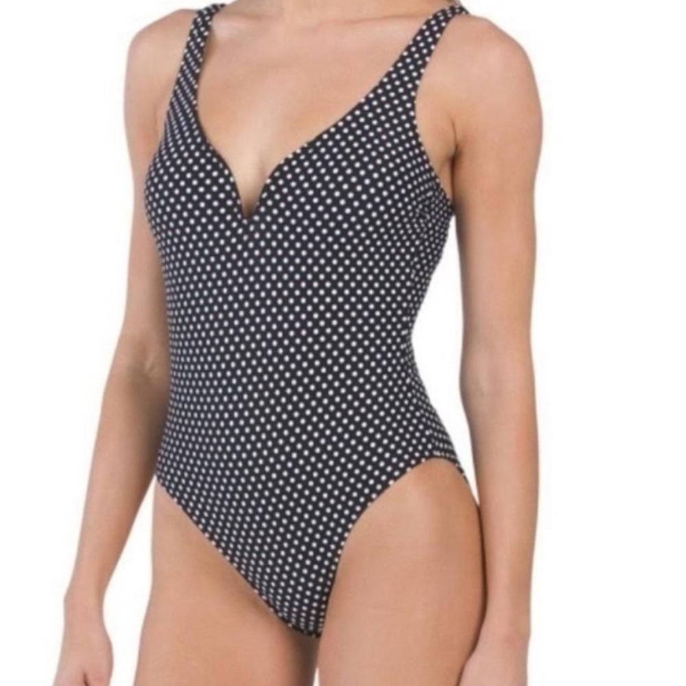 NWT NipTuck Swim Black and White Polka Dot One-Piece, Size 8